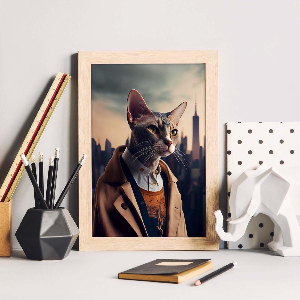 Nacnic Lámina Nacnic De Gato Colorpoint Compasivo Con Ropa Humana En Estilo Fotografía A Todo Color