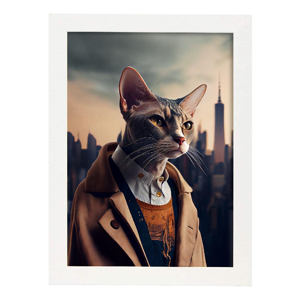 Nacnic Lámina Nacnic De Gato Colorpoint Compasivo Con Ropa Humana En Estilo Fotografía A Todo Color
