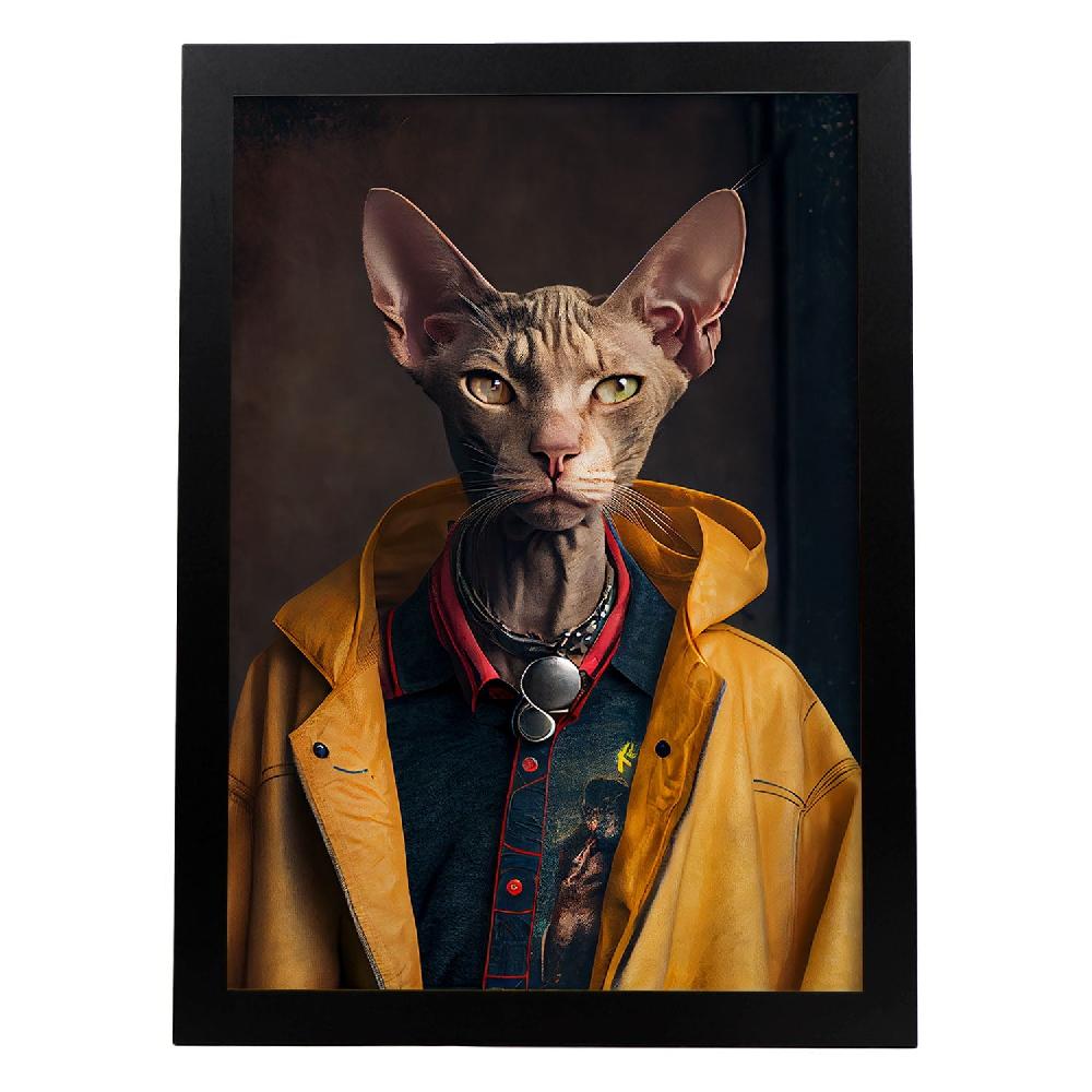 nacnic Lámina Nacnic de Gato Egipcio en Estilo Fotográfico con Ropa Humana