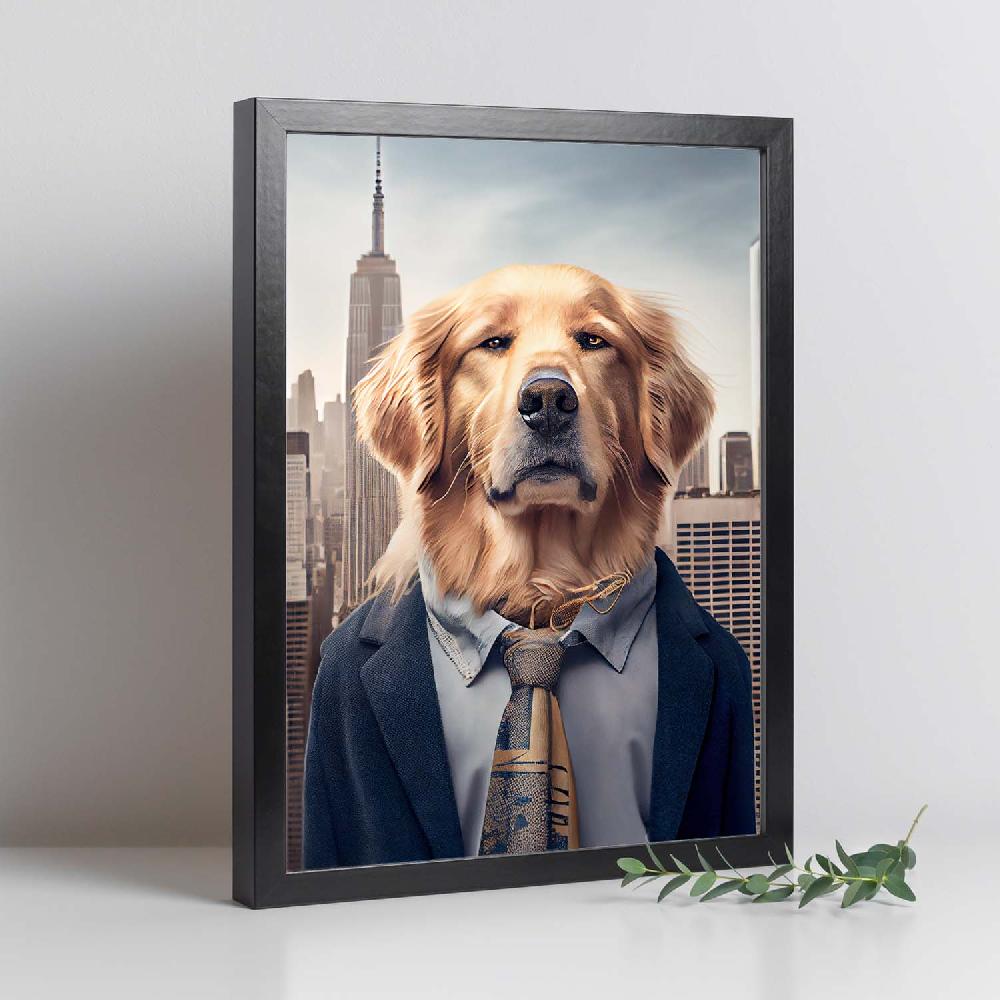 Nacnic Lámina Nacnic De Golden Retriever Con Ropa Humana En Estilo Fotografía A Todo Color