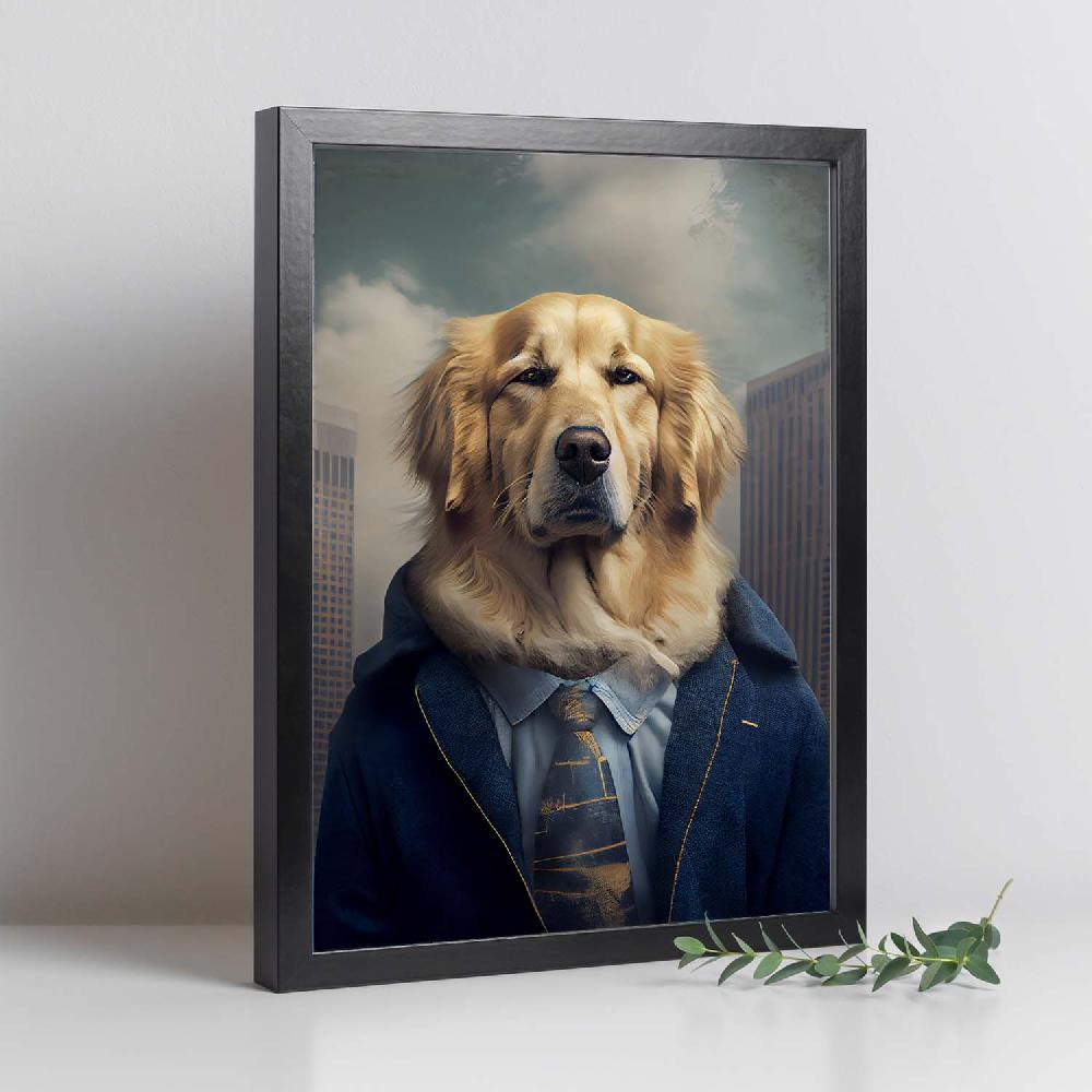 Nacnic Lámina Nacnic De Golden Retriever Con Ropa Humana En Estilo Fotografía Colorida