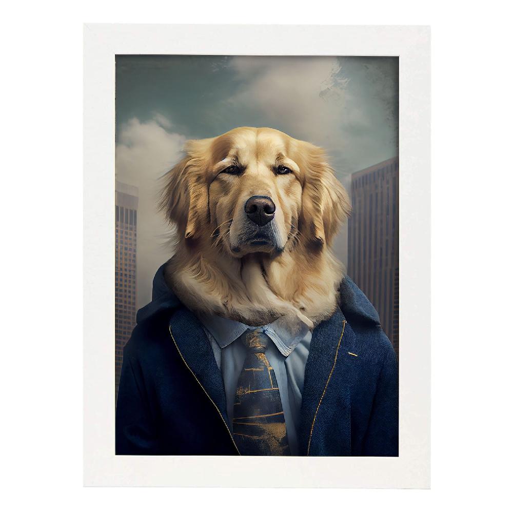 Nacnic Lámina Nacnic De Golden Retriever Con Ropa Humana En Estilo Fotografía Colorida