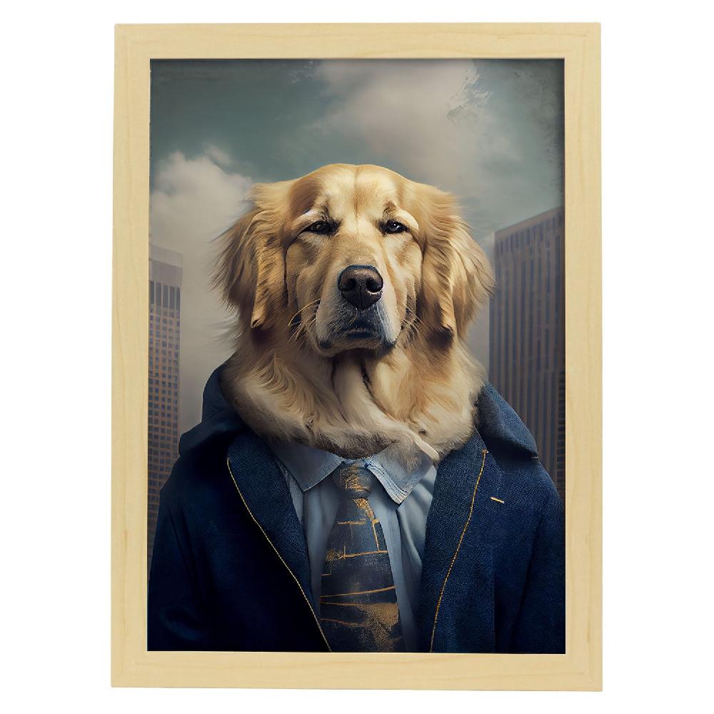 Nacnic Lámina Nacnic De Golden Retriever Con Ropa Humana En Estilo Fotografía Colorida