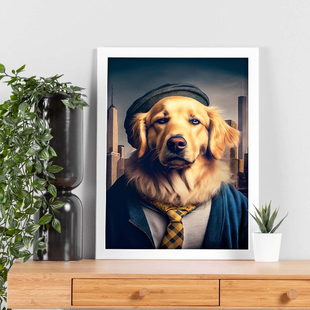 Nacnic Lámina Nacnic De Golden Retriever Sensible Con Ropa Humana En Estilo Fotografía A Todo Color