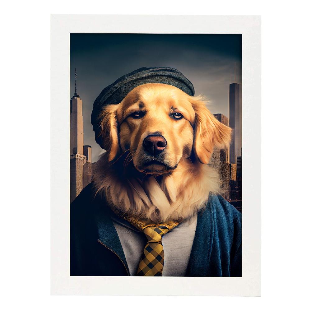 Nacnic Lámina Nacnic De Golden Retriever Sensible Con Ropa Humana En Estilo Fotografía A Todo Color