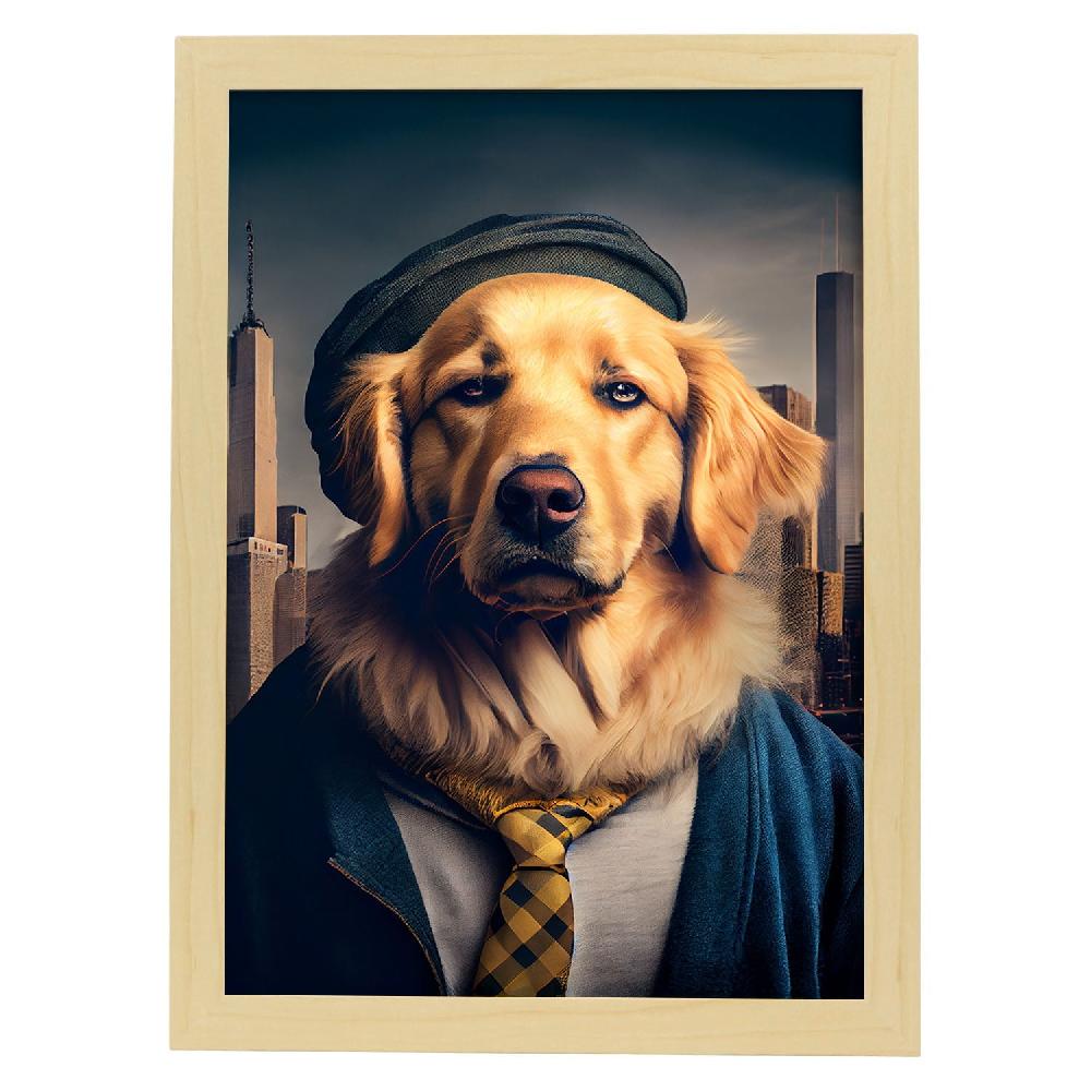 Nacnic Lámina Nacnic De Golden Retriever Sensible Con Ropa Humana En Estilo Fotografía A Todo Color