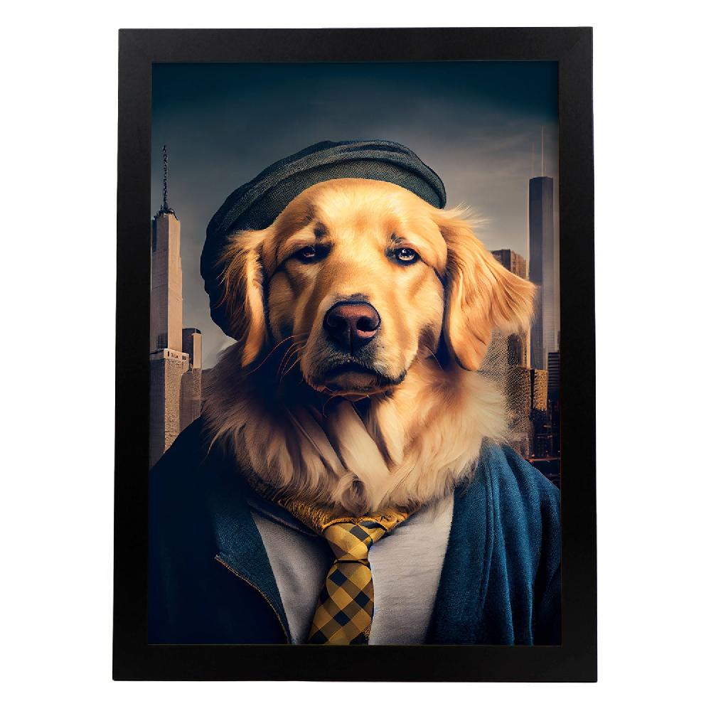 nacnic Lámina Nacnic de Golden Retriever Sensible con Ropa Humana en Estilo Fotografía a Todo Color