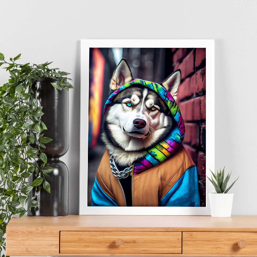 Nacnic Lámina Nacnic De Husky Siberiano Colorido En Estilo Fotografía