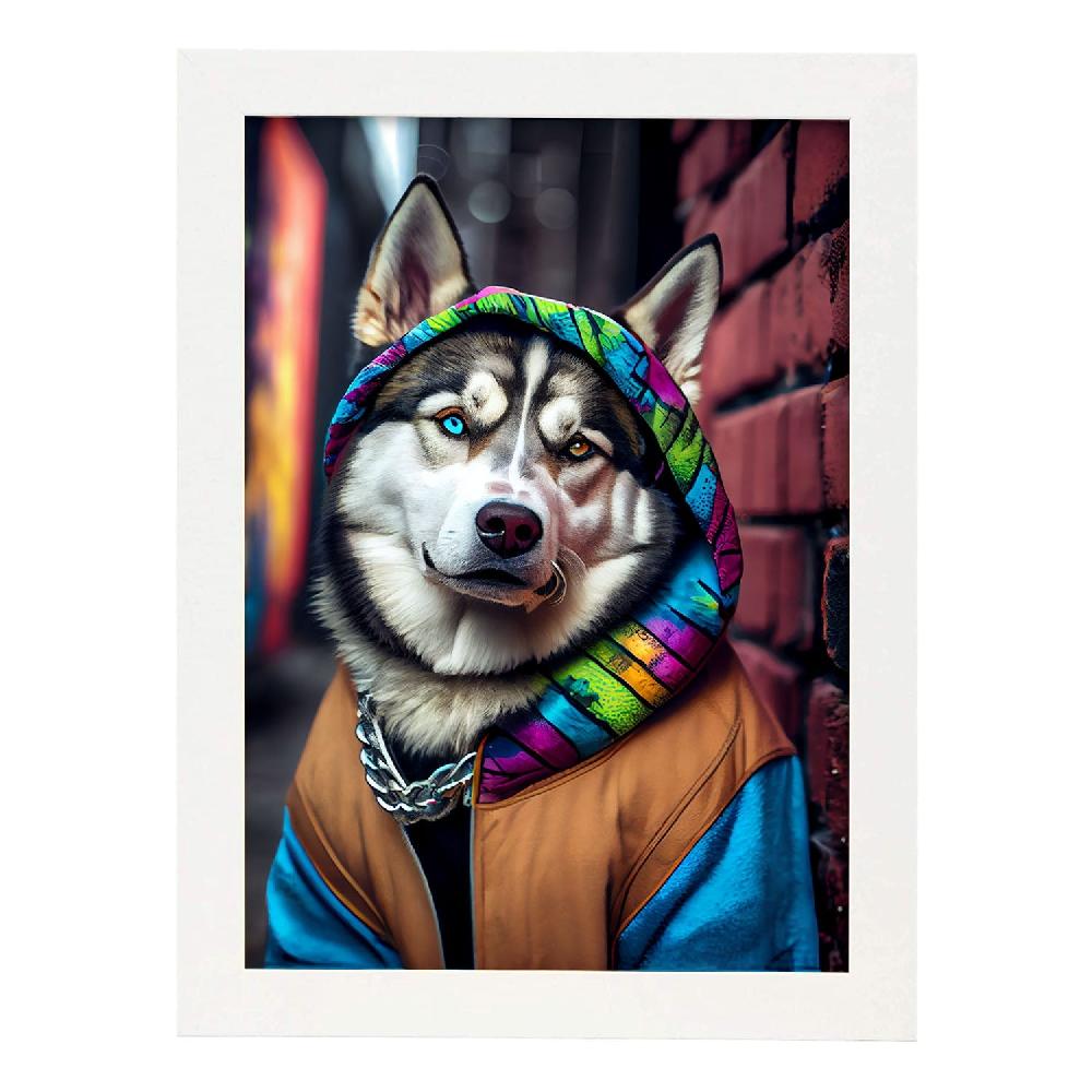 Nacnic Lámina Nacnic De Husky Siberiano Colorido En Estilo Fotografía