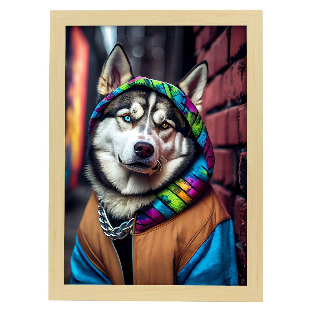 Nacnic Lámina Nacnic De Husky Siberiano Colorido En Estilo Fotografía