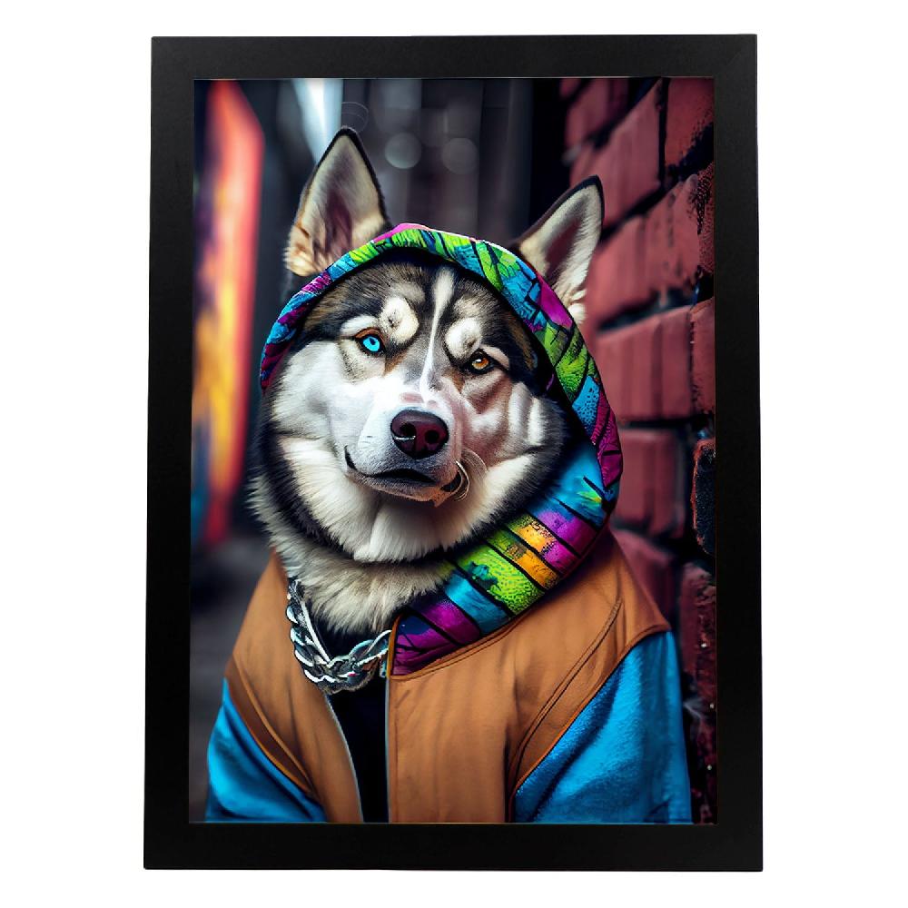 nacnic Lámina Nacnic de Husky Siberiano Colorido en Estilo Fotografía