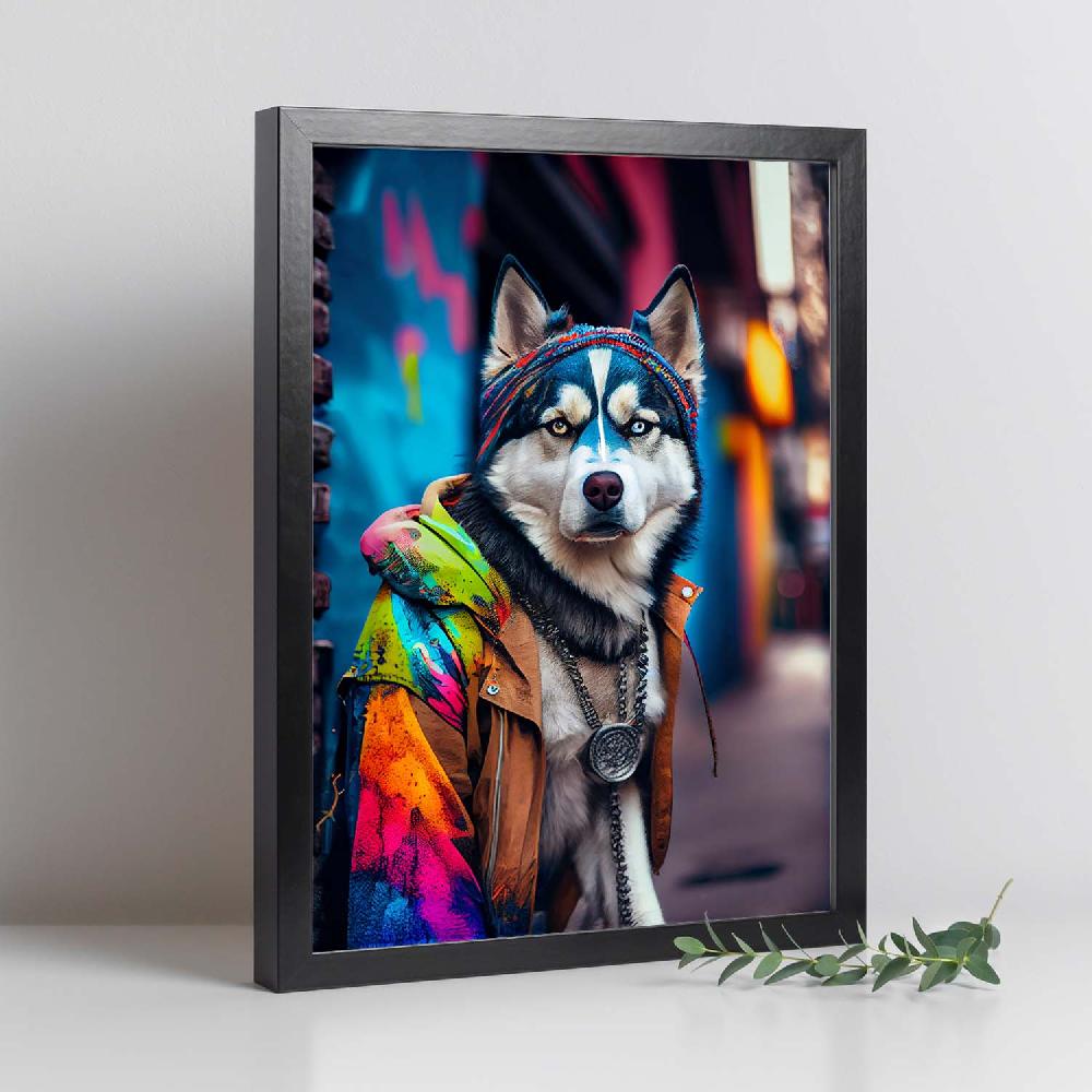 Nacnic Lámina Nacnic De Husky Siberiano Colorido Y Optimista