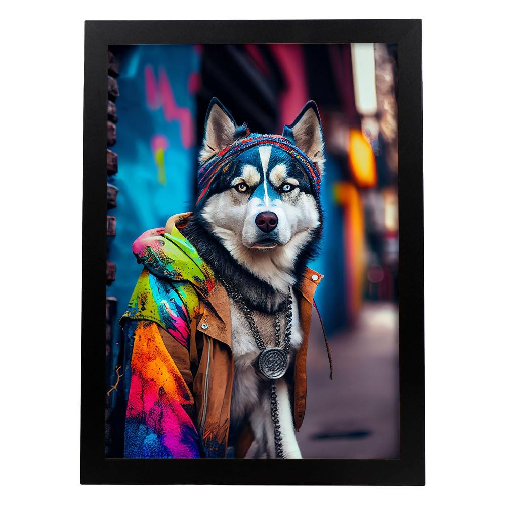 nacnic Lámina Nacnic de Husky Siberiano Colorido y Optimista