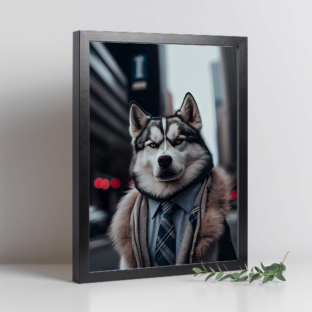 Nacnic Lámina Nacnic De Husky Siberiano Con Ropa Humana En Estilo Fotográfico A Color