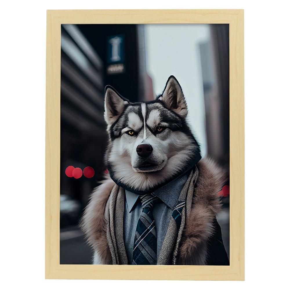 Nacnic Lámina Nacnic De Husky Siberiano Con Ropa Humana En Estilo Fotográfico A Color