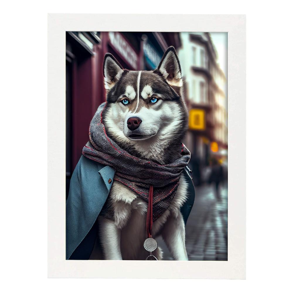 Nacnic Lámina Nacnic De Husky Siberiano Con Ropa Humana En Estilo Fotografía A Color