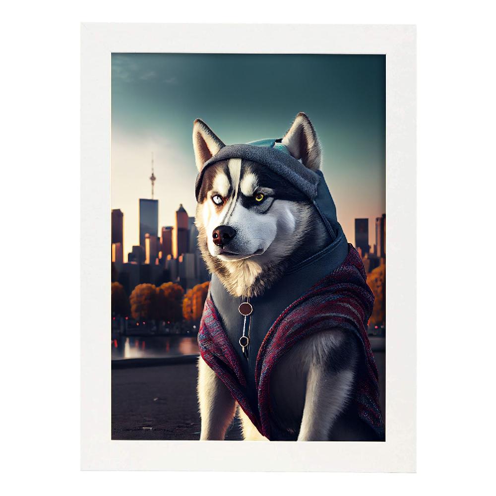 Nacnic Lámina Nacnic De Husky Siberiano Intelectual En Estilo Fotografía A Color