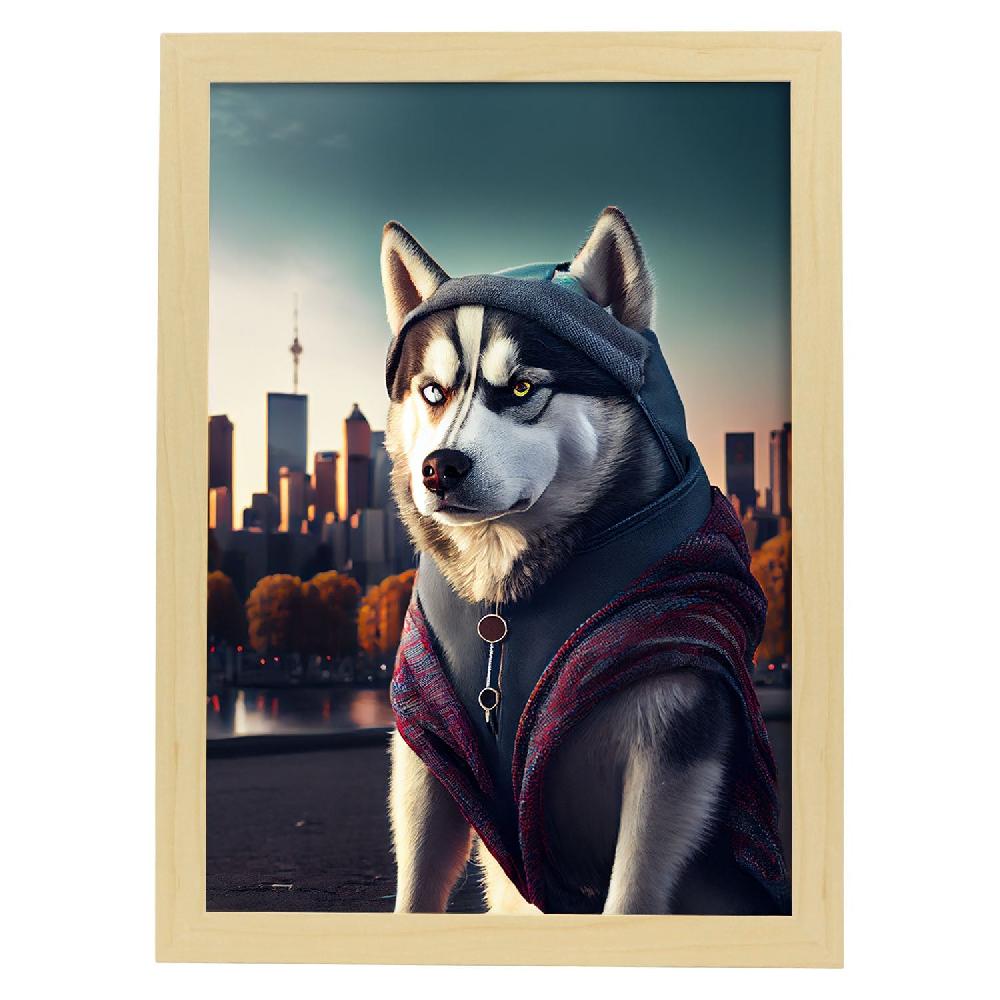 Nacnic Lámina Nacnic De Husky Siberiano Intelectual En Estilo Fotografía A Color