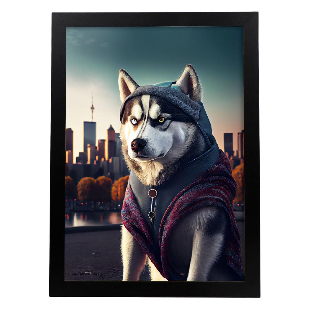 nacnic Lámina Nacnic de Husky Siberiano Intelectual en Estilo Fotografía a Color