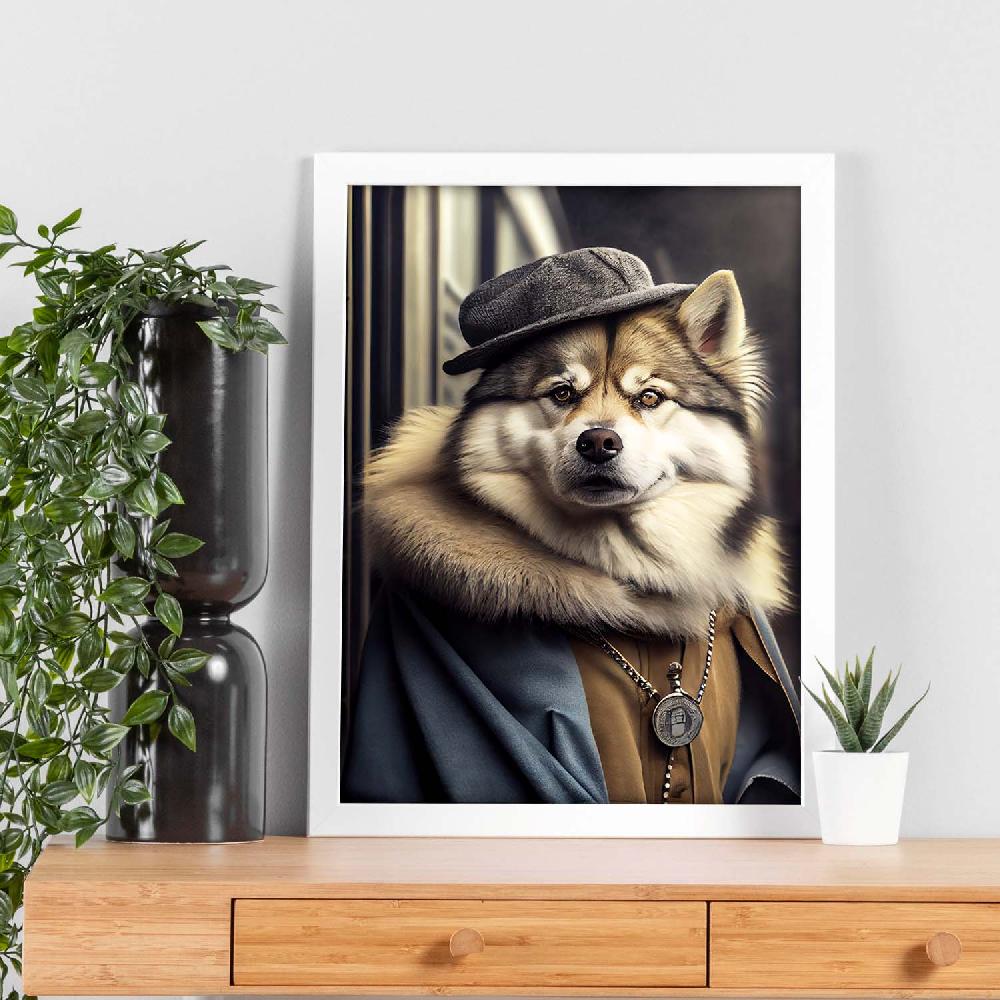 Nacnic Lámina Nacnic De Malamute De Alaska Con Ropa Humana En Fotografía Colorida
