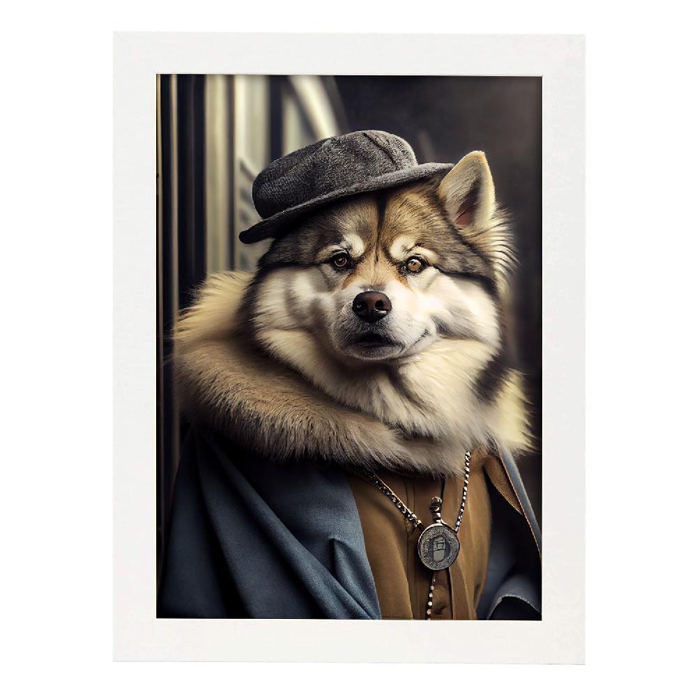 Nacnic Lámina Nacnic De Malamute De Alaska Con Ropa Humana En Fotografía Colorida