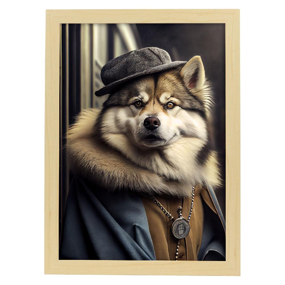 Nacnic Lámina Nacnic De Malamute De Alaska Con Ropa Humana En Fotografía Colorida
