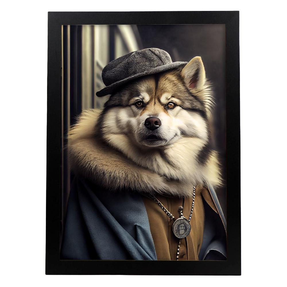 nacnic Lámina Nacnic de Malamute de Alaska con Ropa Humana en Fotografía Colorida
