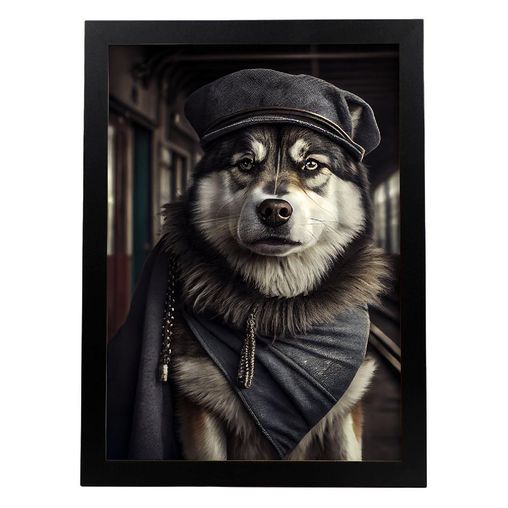 nacnic Lámina Nacnic de Malamute de Alaska en Estilo Fotografía Colorida con Ropa Humana