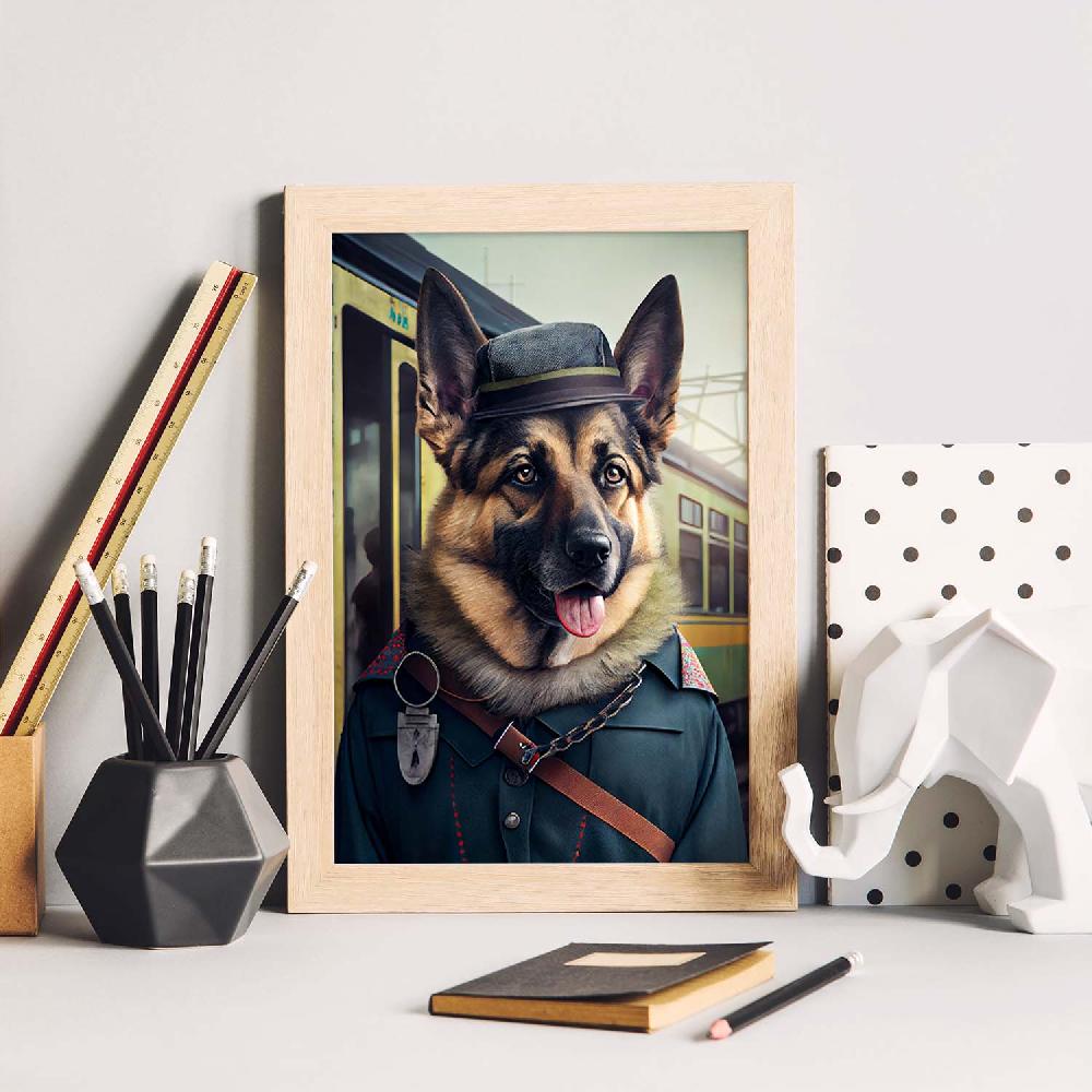 Nacnic Lámina Nacnic De Pastor Alemán Con Ropa Humana En Estilo Fotográfico