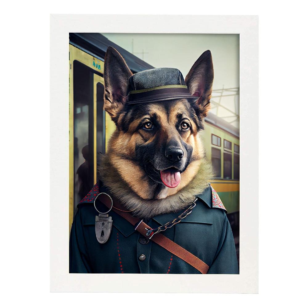 Nacnic Lámina Nacnic De Pastor Alemán Con Ropa Humana En Estilo Fotográfico