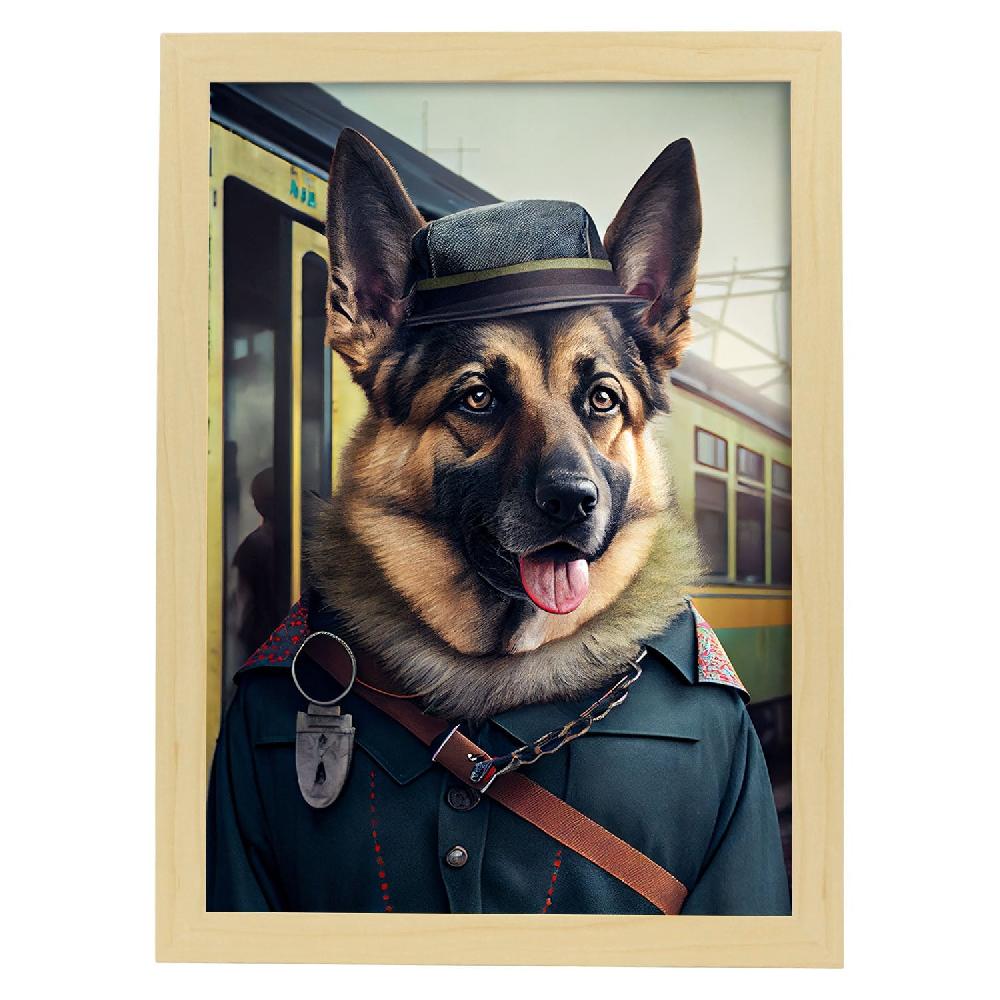 Nacnic Lámina Nacnic De Pastor Alemán Con Ropa Humana En Estilo Fotográfico