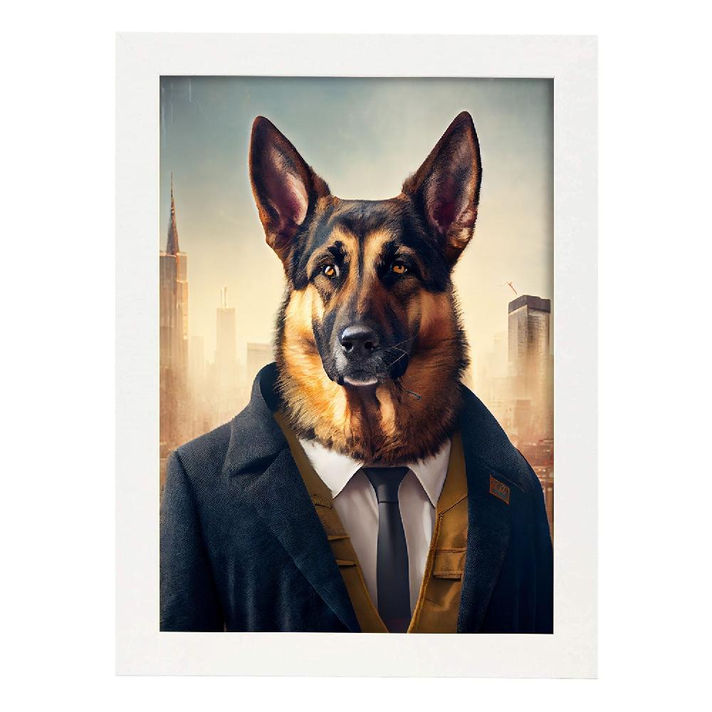 Nacnic Lámina Nacnic De Pastor Alemán Con Ropa Humana En Estilo Fotografía A Color