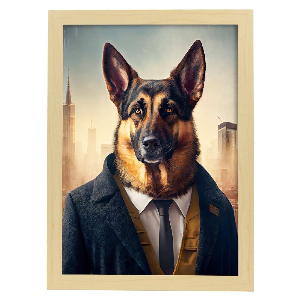 Nacnic Lámina Nacnic De Pastor Alemán Con Ropa Humana En Estilo Fotografía A Color