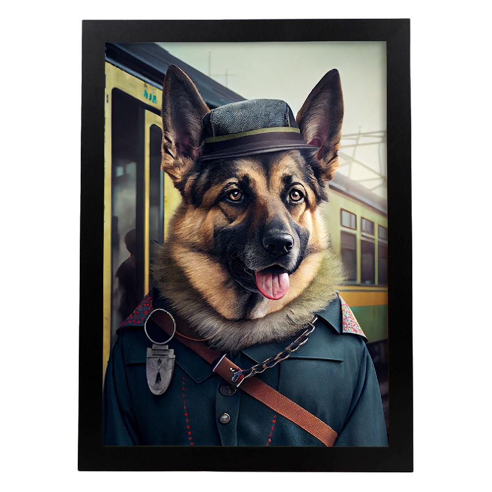 nacnic Lámina Nacnic de Pastor Alemán con Ropa Humana en Estilo Fotográfico