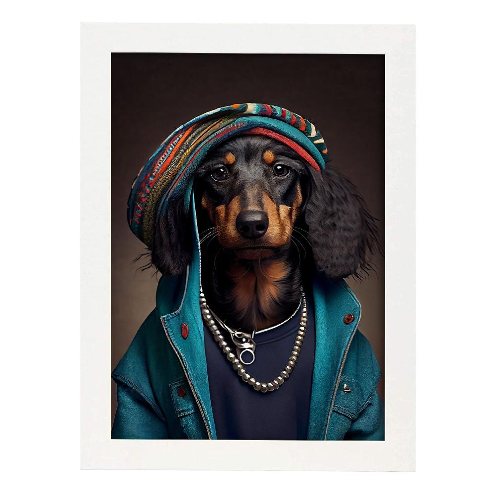 Nacnic Lámina Nacnic De Perro Salchicha Vestido Con Ropa Humana