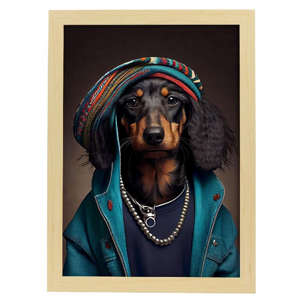Nacnic Lámina Nacnic De Perro Salchicha Vestido Con Ropa Humana