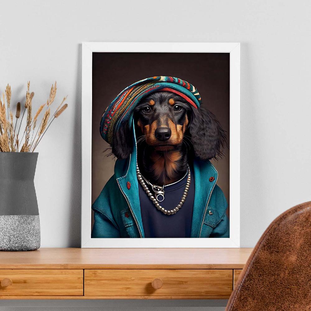 Nacnic Lámina Nacnic De Perro Salchicha Vestido Con Ropa Humana