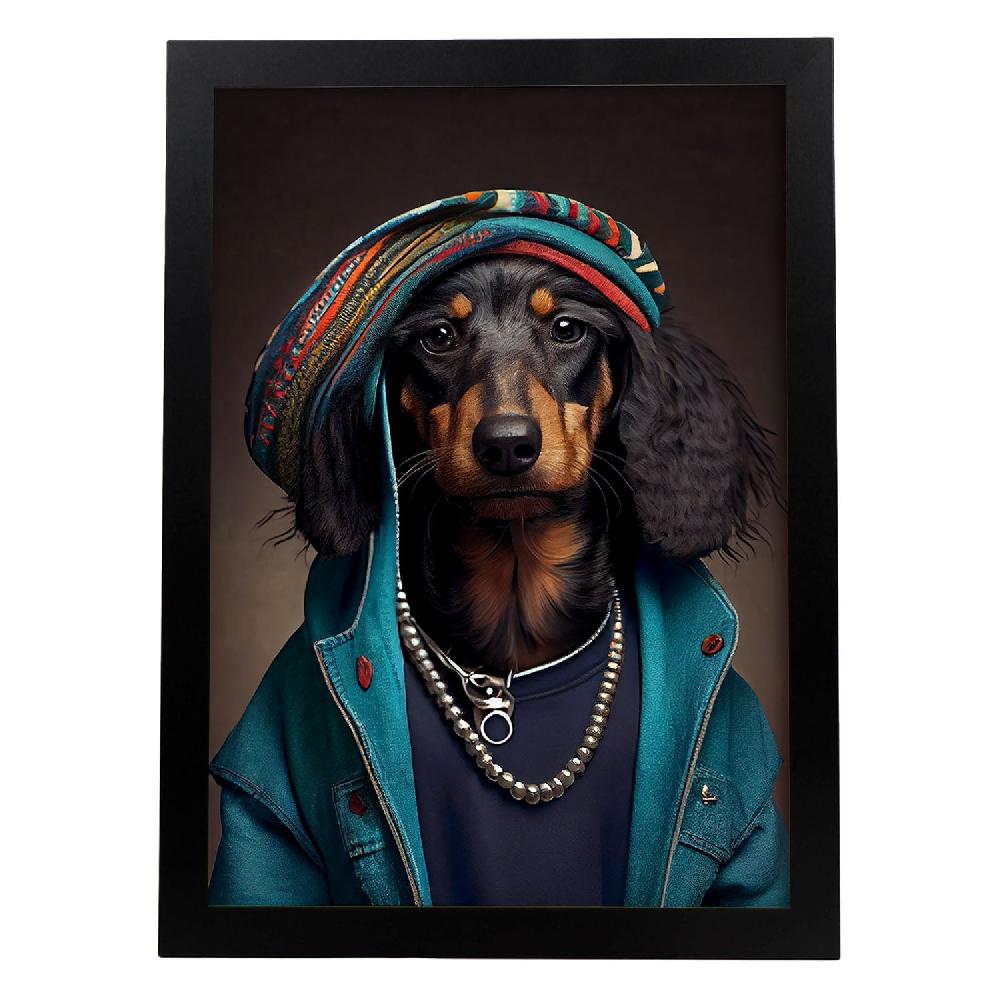 nacnic Lámina Nacnic de Perro Salchicha Vestido con Ropa Humana