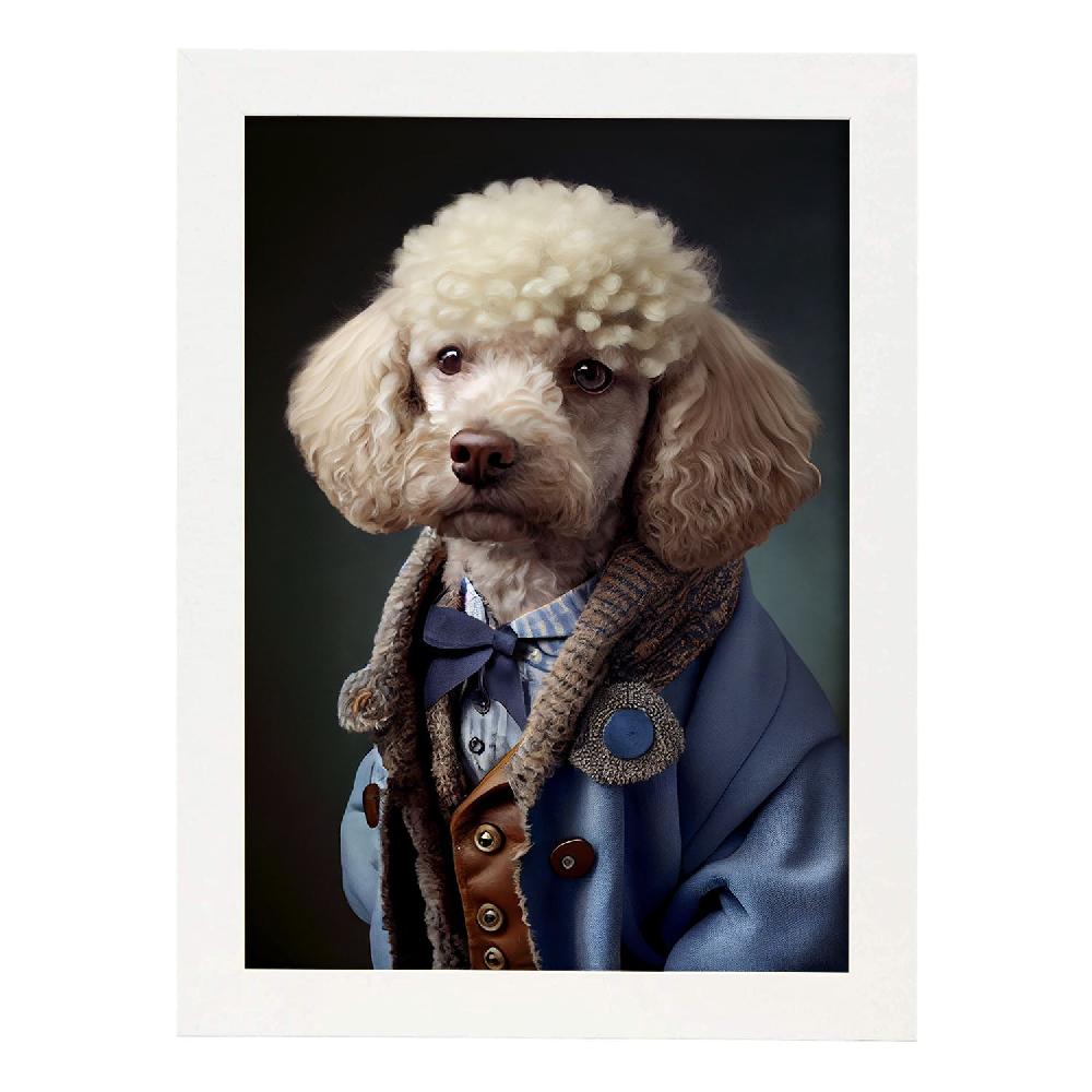 Nacnic Lámina Nacnic De Poodle Blanco Audaz Con Ropa Humana En Estilo Fotografía A Todo Color