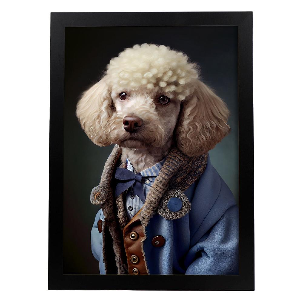 nacnic Lámina Nacnic de Poodle Blanco Audaz con Ropa Humana en Estilo Fotografía a Todo Color