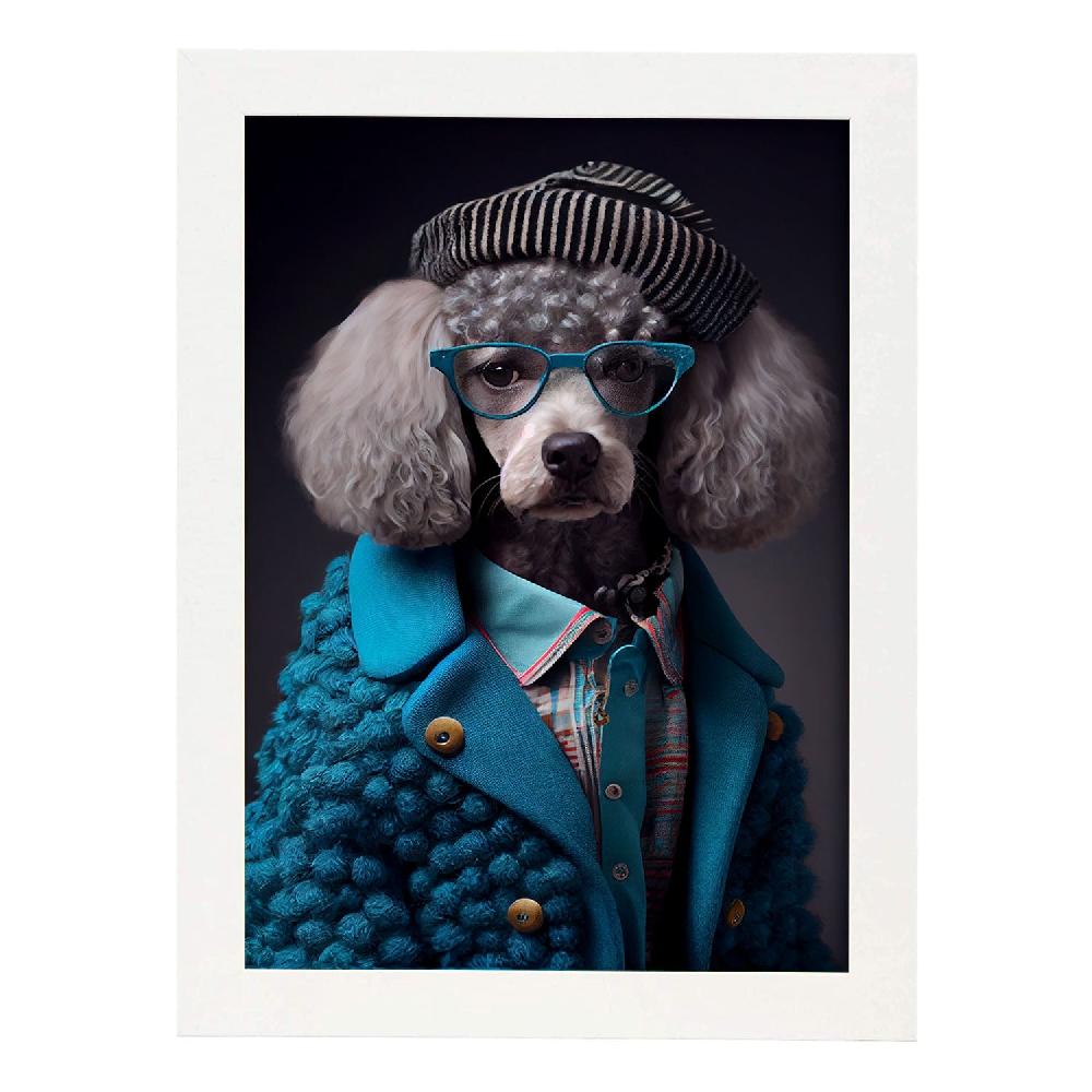 Nacnic Lámina Nacnic De Poodle Con Gafas En Estilo Fotografía A Color