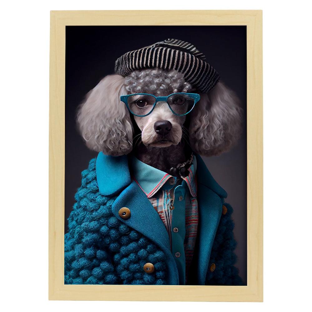 Nacnic Lámina Nacnic De Poodle Con Gafas En Estilo Fotografía A Color