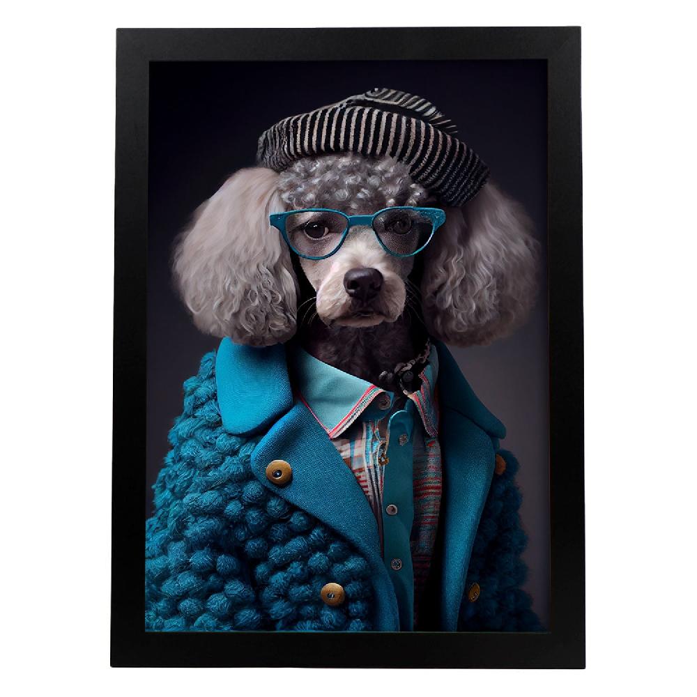 nacnic Lámina Nacnic de Poodle con gafas en estilo Fotografía a color