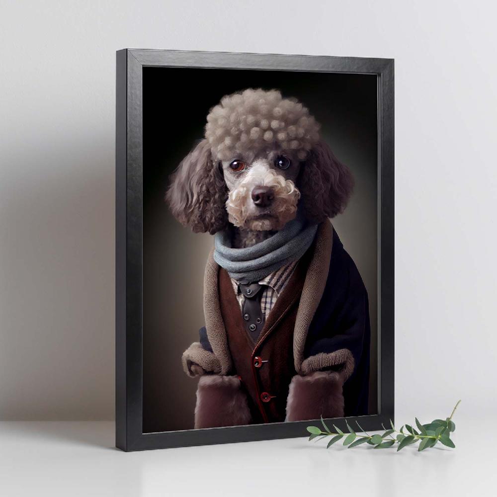 Nacnic Lámina Nacnic De Poodle Marrón Con Ropa Humana En Fotografía Colorida