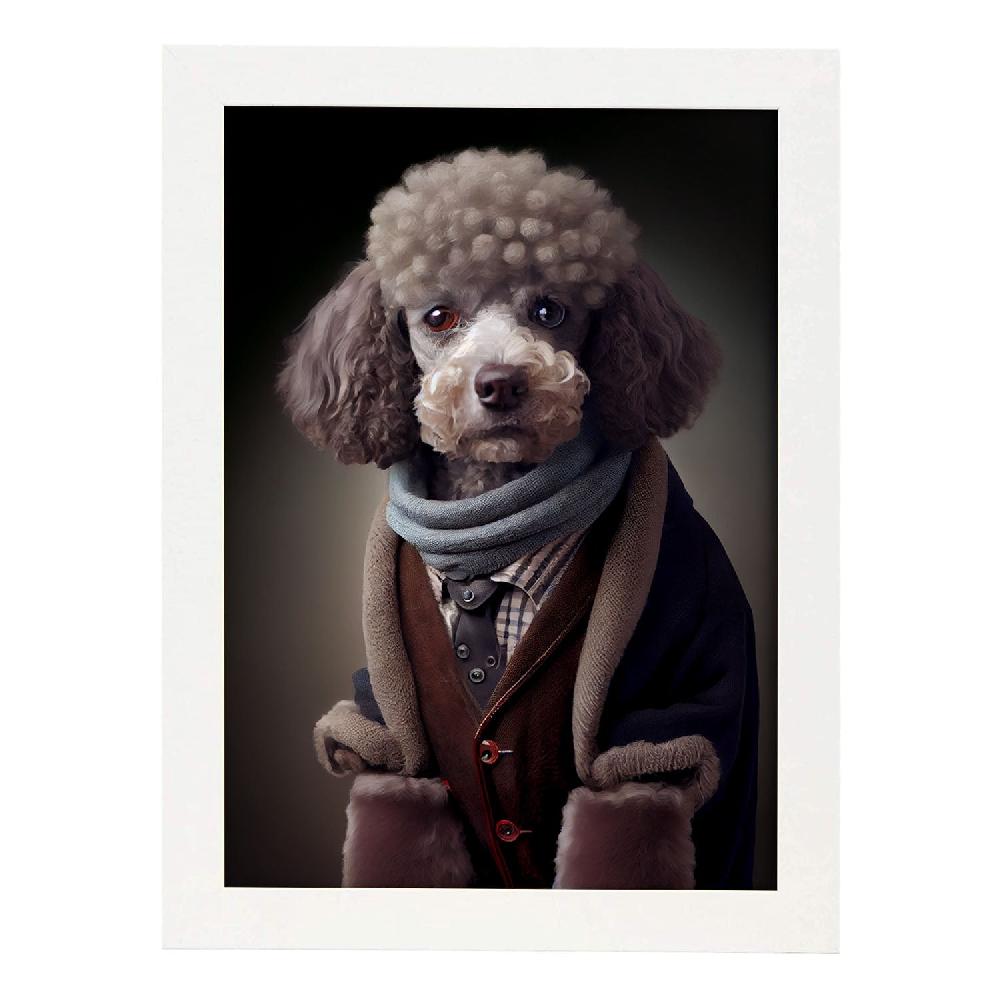 Nacnic Lámina Nacnic De Poodle Marrón Con Ropa Humana En Fotografía Colorida