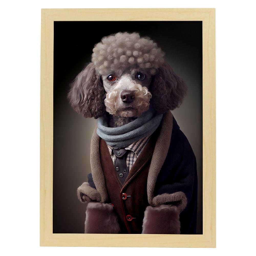Nacnic Lámina Nacnic De Poodle Marrón Con Ropa Humana En Fotografía Colorida