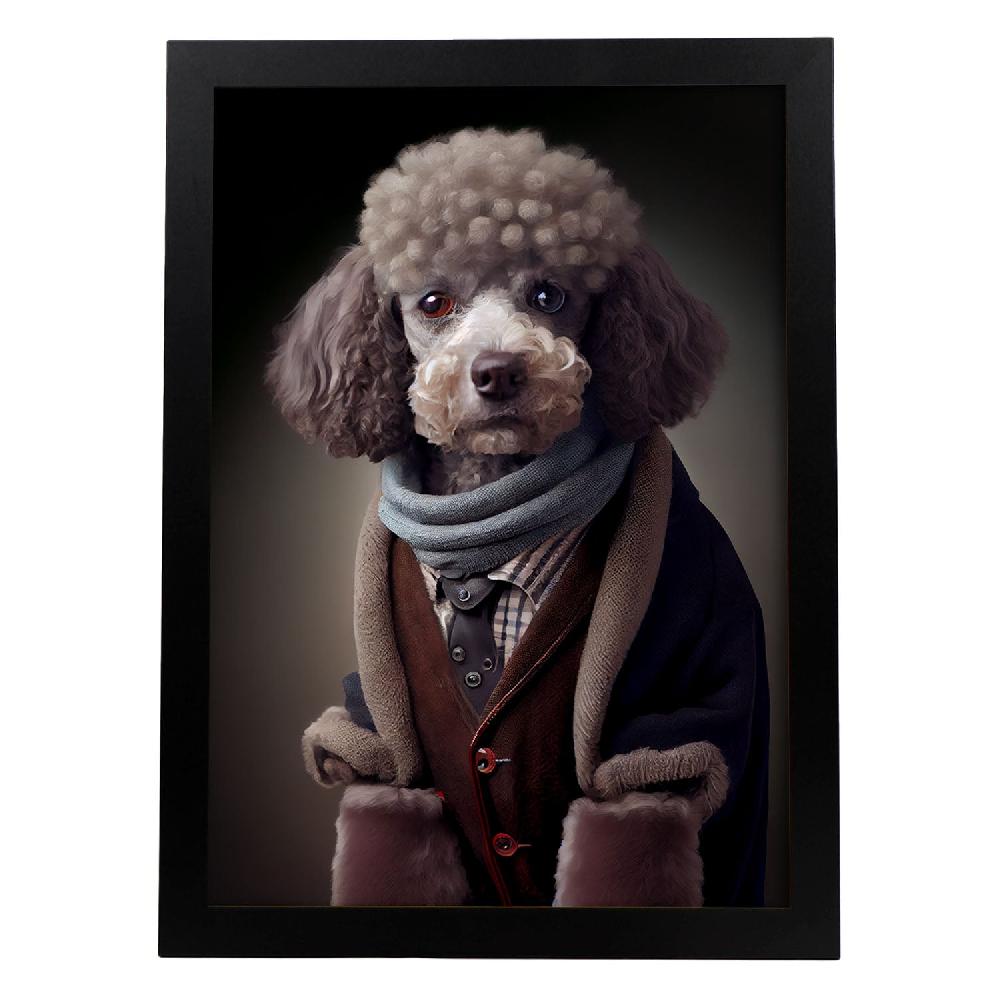 nacnic Lámina Nacnic de Poodle Marrón con Ropa Humana en Fotografía Colorida