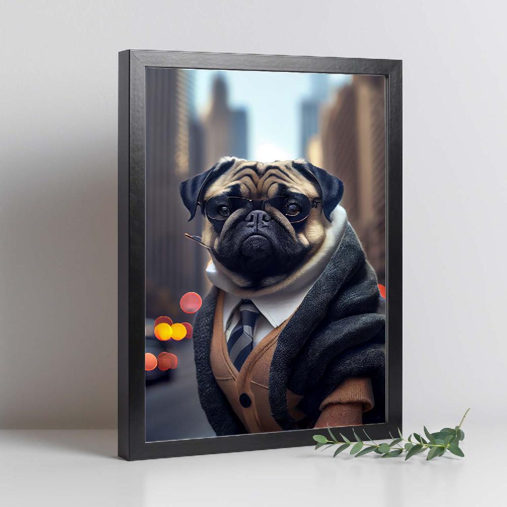 Nacnic Lámina Nacnic De Pug Con Estilo En Fotografía A Color