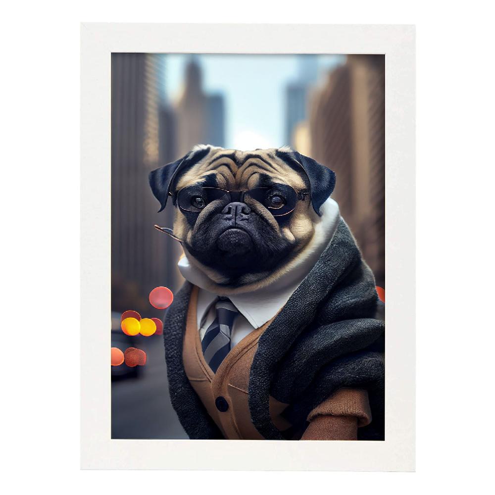 Nacnic Lámina Nacnic De Pug Con Estilo En Fotografía A Color