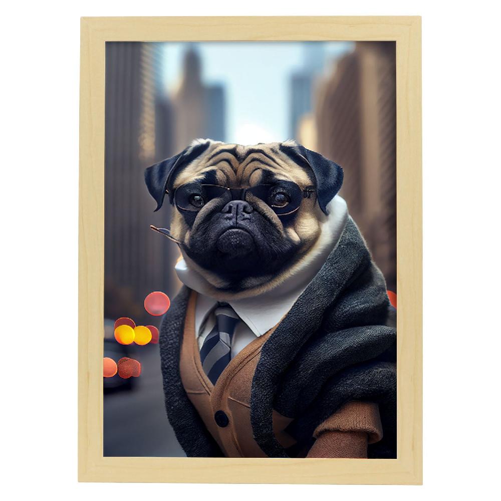 Nacnic Lámina Nacnic De Pug Con Estilo En Fotografía A Color